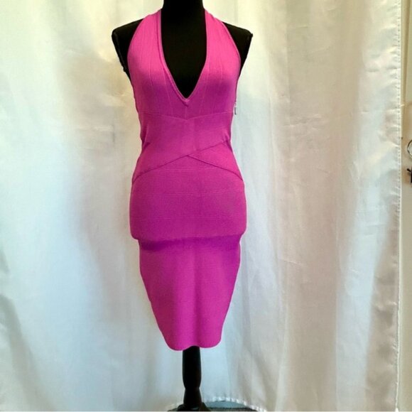 GUESS pink bandage bodycon halter top mini dress M sexy clubwear cocktail party - Picture 1 of 16